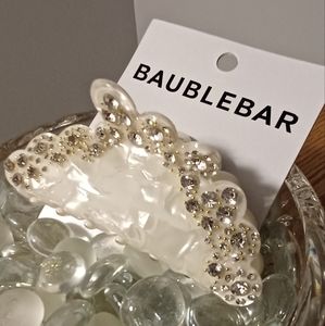 NWT BaubleBar White Pearlized with Clear Rhinestone Hair Claw Clip